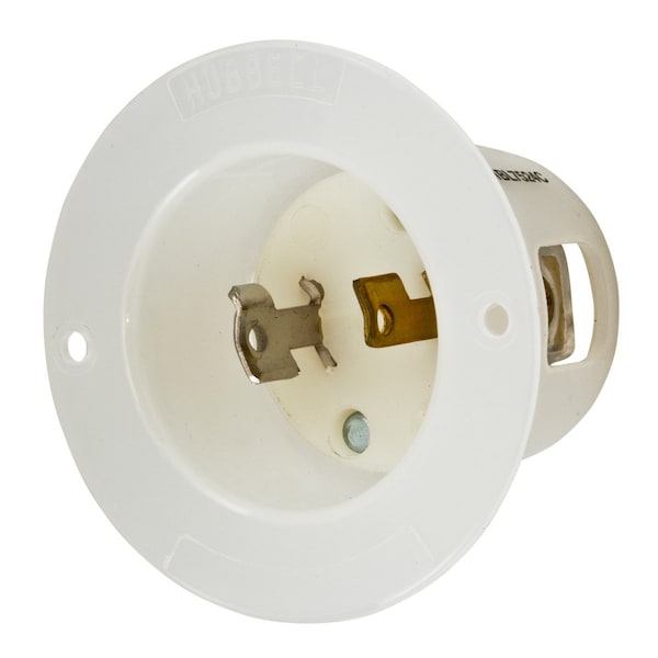 Hubbell Wiring Device-Kellems Locking Devices, Twist-Lock®, Industrial, Flanged Inlet, 15A 2-Pole 2-Wire NonGrounding, L1-15P, Screw Terminal, White - HBL7524C