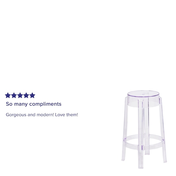 Flash Furniture Transparent Stool, 25.75"H - FH-118-APC1-GG