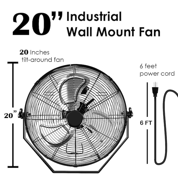 Edendirect High Velocity Air Circulator Fan, 20 in Blade Dia, 120 V, 4650 CFM - IR-W2815P201005