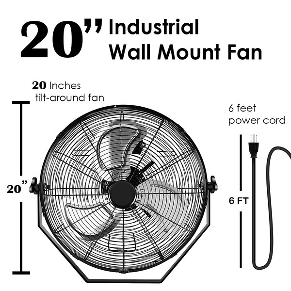 Edendirect High Velocity Air Circulator Fan, 20 in Blade Dia, 120 V, 4650 CFM - IR-W2815P201005