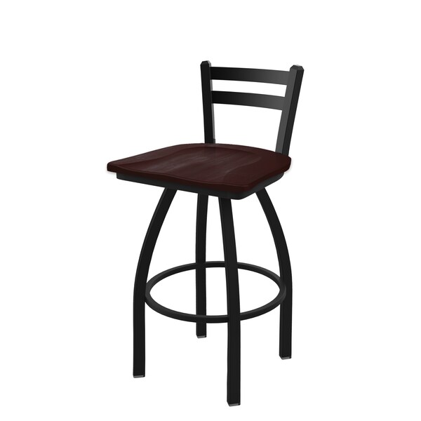 Holland Bar Stool Co 25" Low Back Swivel Counter Stool, Black Wrinkle, Dark Cherry Maple Seat - 41125BWDCMPL