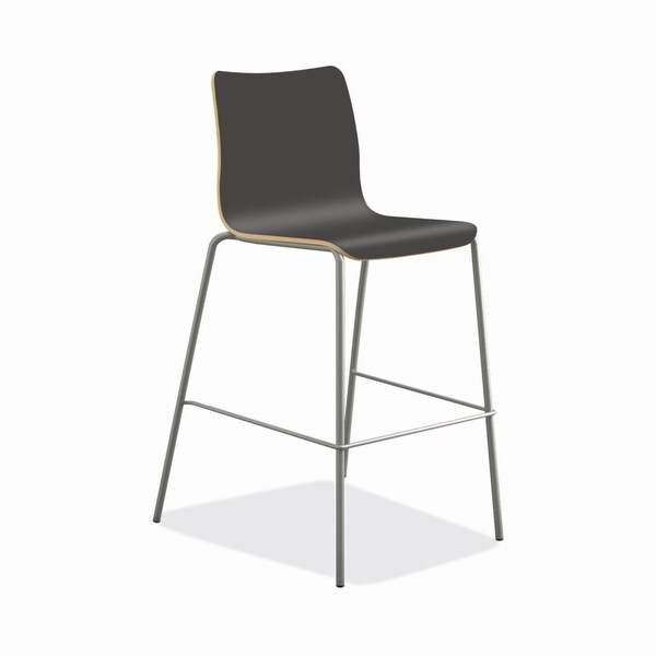 Hon Ruck Laminate Stool, Up to 300 lbs, 30 in. Seat Height, Charcoal Seat, Charcoal Back, Silver Base - HRUCK5L.S.PR8