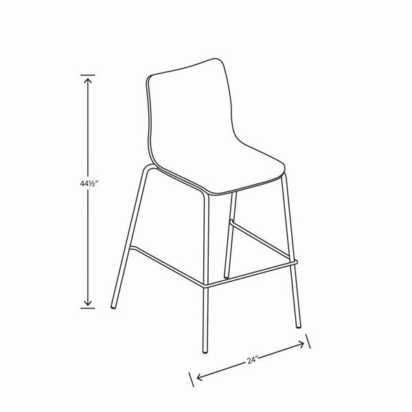 Hon Ruck Laminate Stool, Up to 300 lbs, 30 in. Seat Height, Charcoal Seat, Charcoal Back, Silver Base - HRUCK5L.S.PR8