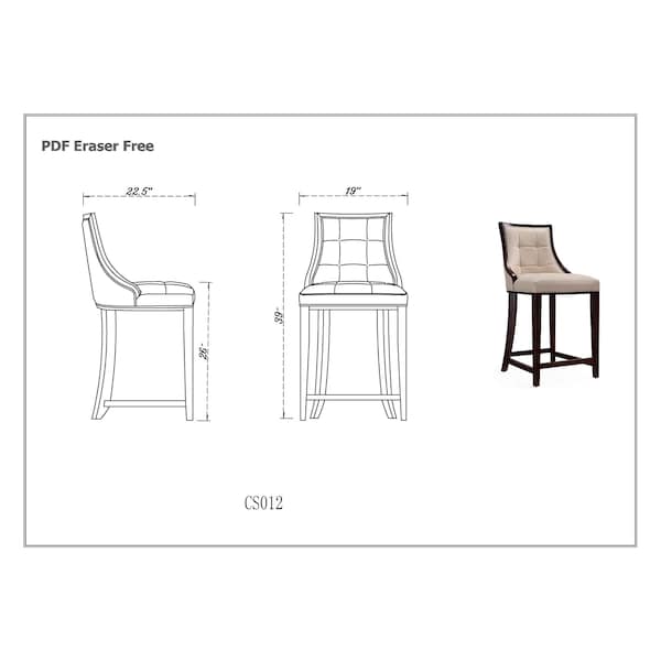 Manhattan Comfort Fifth Ave Counter Stool in Camel and Dark Walnut (Set of 3) - 3-CS012-CL