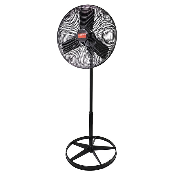 Dayton Light Duty Quiet Design Industrial Fan, Pedestal Mount, 24 in Blade Dia, 115V, Oscillating - 2RDZ6