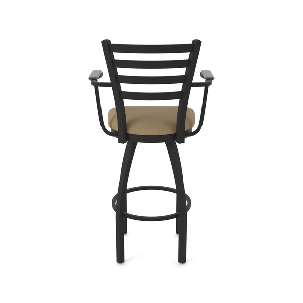 Holland Bar Stool Co Jackie with Arms 25 in. Swivel Counter Stool with Black Wrinkle Finish and Canter Thatch Seat - 415