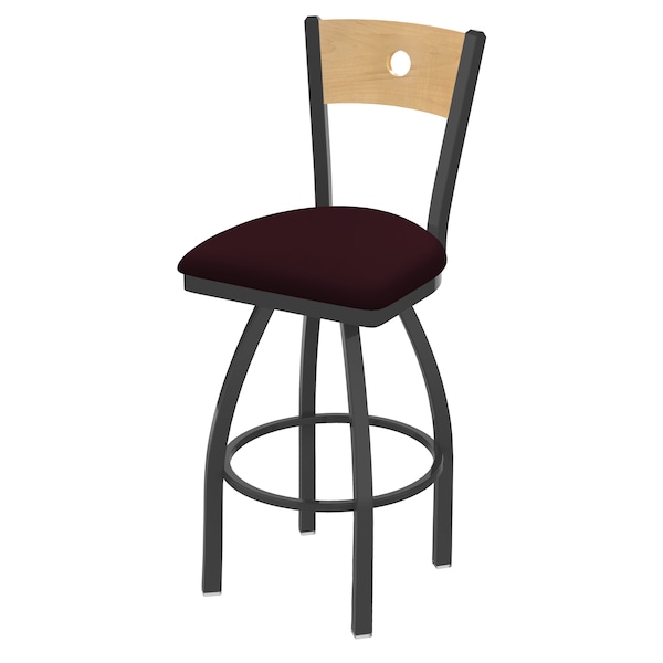 Holland Bar Stool Co 25" Swivel Counter Stool, Pewter Finish, Nat Back, Canter Bordeaux Seat - 83025PWNATMPLB005