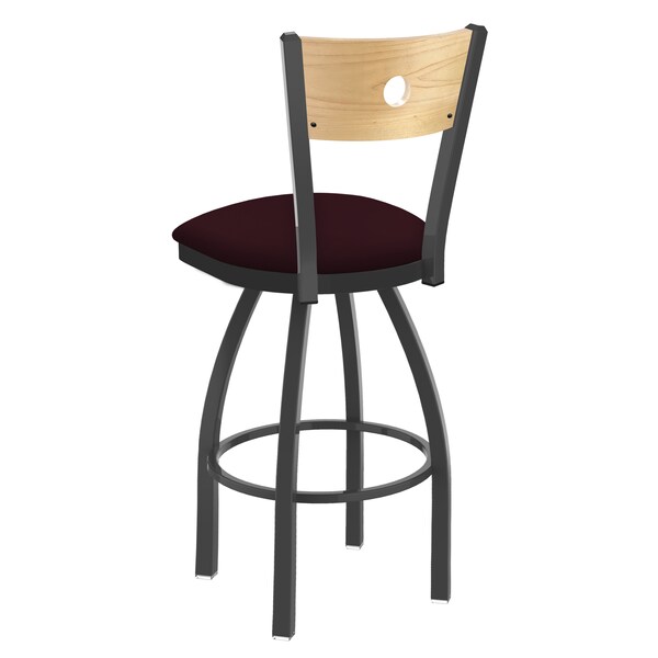 Holland Bar Stool Co 25" Swivel Counter Stool, Pewter Finish, Nat Back, Canter Bordeaux Seat - 83025PWNATMPLB005