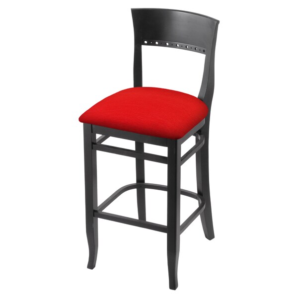 Holland Bar Stool Co 25" Counter Stool, Black Finish, Canter Red Seat - 316025BLK011