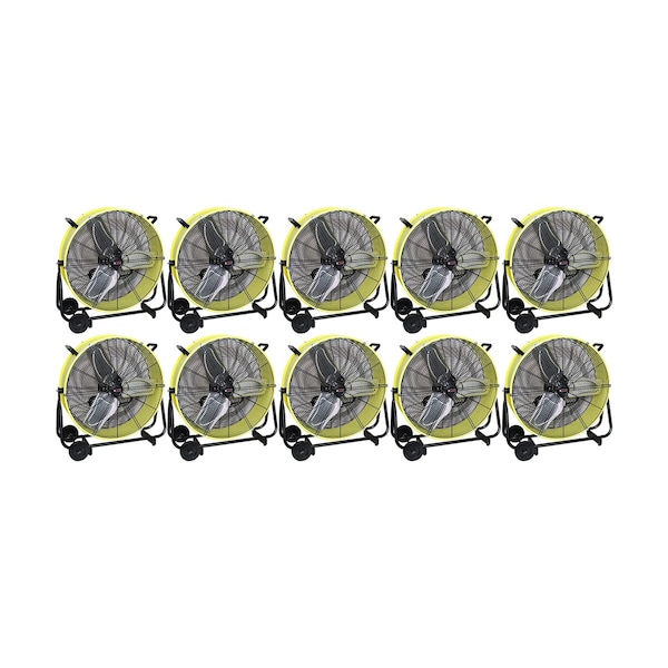K-Tool International 24 In. Direct Drive Tilting Industrial Drum Fan, Safety Yellow Pallet Of 10 - KTI77740-PL10