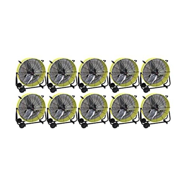 K-Tool International 24 In. Direct Drive Tilting Industrial Drum Fan, Safety Yellow Pallet Of 10 - KTI77740-PL10