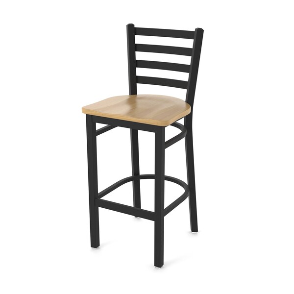 Holland Bar Stool Co 25" Stationary Counter Stool, Black Wrinkle, Nat Maple Seat - 40025BWNATMPL