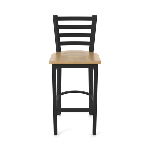 Holland Bar Stool Co 25" Stationary Counter Stool, Black Wrinkle, Nat Maple Seat - 40025BWNATMPL