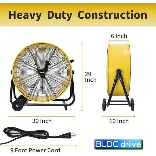 Edendirect Drum Fan, 24 in Blade Dia, 120V, 3,800/8,800 cfm - IR-FAND24DC