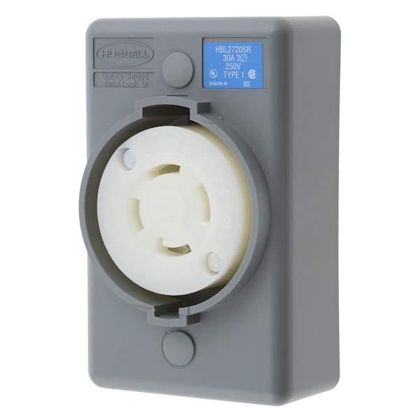 Hubbell 30A Locking Receptacle 3P 4W 250VAC L15-30R GY - HBL2720SR