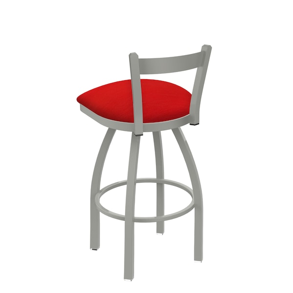 Holland Bar Stool Co 25" Low Back Swivel Counter Stool, Nickel Finish, Canter Red Seat - 82125AN011