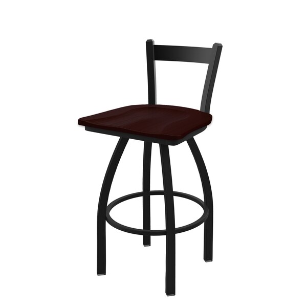 Holland Bar Stool Co 25" Low Back Swivel Counter Stool, Black Wrinkle, Dark Cherry Oak Seat - 82125BWDCOAK