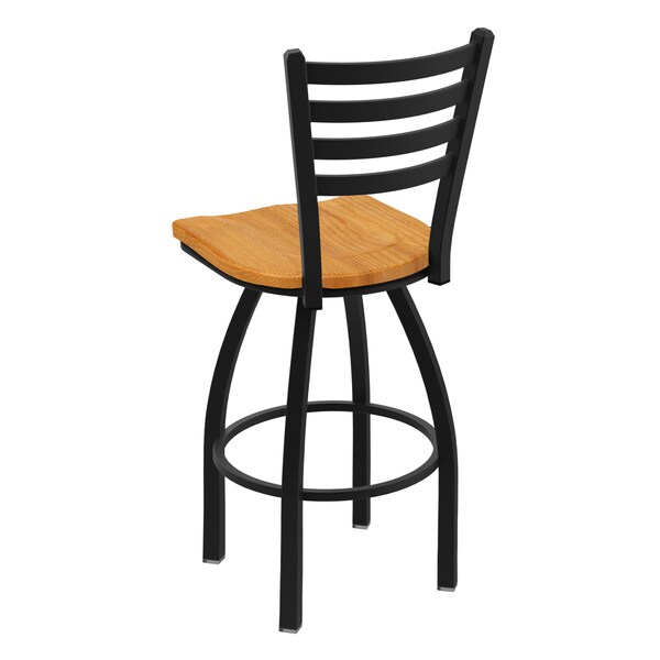 Holland Bar Stool Co 25" Swivel Counter Stool, Black Wrinkle, Med Oak Seat - 41025BWMEDOAK