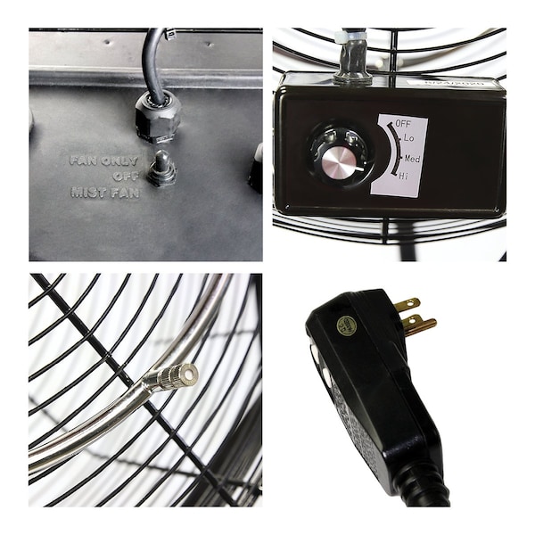 Maxx Air Misting Fan, 18 in Blade Dia, 120V, 3,500 cfm, Non-Oscillating - CDHP1840GRY