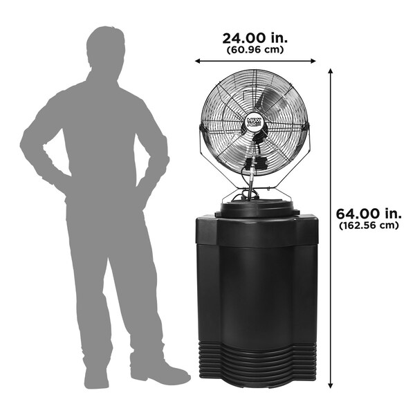 Maxx Air Misting Fan, 18 in Blade Dia, 120V, 3,500 cfm, Non-Oscillating - CDHP1840GRY
