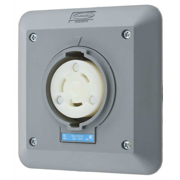 Hubbell 30A Twist-Lock Receptacle 2P 3W 250VAC L6-30R GY - HBL2620SR2