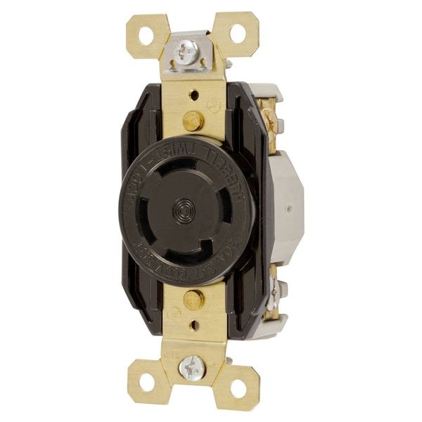Hubbell Wiring Device-Kellems Locking Devices, Twist-Lock®, Industrial, Flush Receptacle, 30A 3-Phase Wye 347/600V AC, 4-Pole 4-Wire Non- Grounding, L20-20R, Screw Terminal, Black. - HBL2770