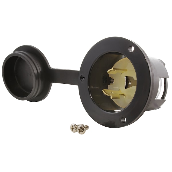 Ac Works 20A 277V L7-20P Power Input Inlet UL and C-UL Listed with Weather Cover - ASINL720P-FC