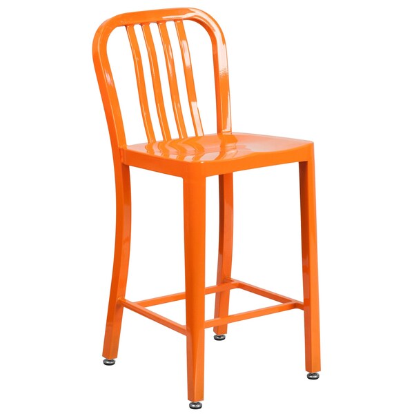 Flash Furniture 2 Pack 24" High Orange Metal Counter Height Stool - 2-CH-61200-24-OR-GG
