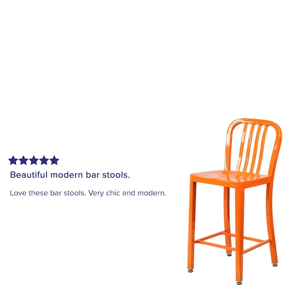 Flash Furniture 2 Pack 24" High Orange Metal Counter Height Stool - 2-CH-61200-24-OR-GG