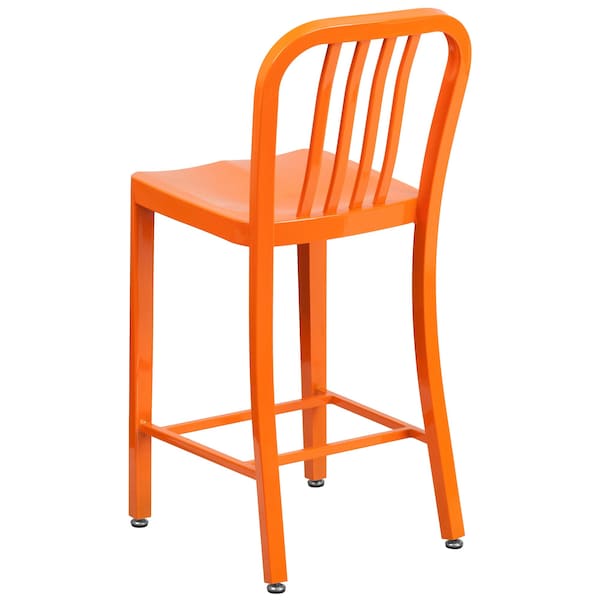 Flash Furniture 2 Pack 24" High Orange Metal Counter Height Stool - 2-CH-61200-24-OR-GG