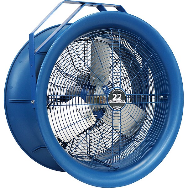 Patterson High Velocity Industrial Fan, Ceiling Mount, 22 in Blade Dia, 208 to 230/460V, 5,570 cfm - H22B-HV KIT