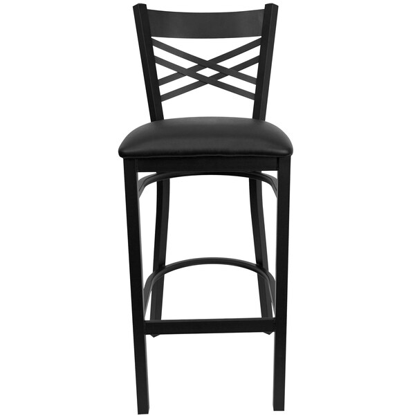 Flash Furniture Restaurant Stool, X Back, Black Seat - XU-6F8BXBK-BAR-BLKV-GG