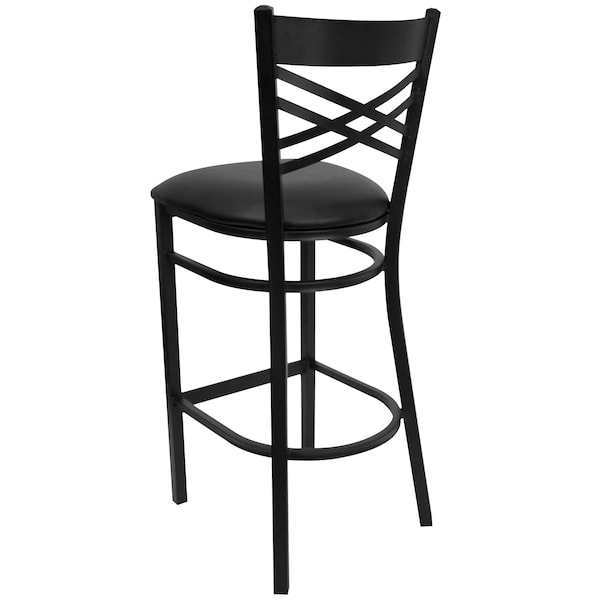 Flash Furniture Restaurant Stool, X Back, Black Seat - XU-6F8BXBK-BAR-BLKV-GG