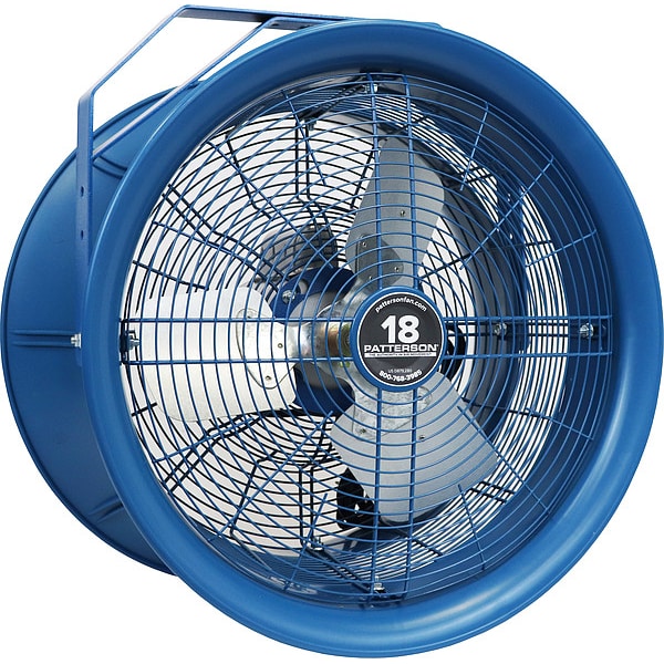 Patterson High Velocity Industrial Fan, Ceiling, Column, Floor, Wall Mount, 18 in Blade Dia, 115/208 to 230V - H18A