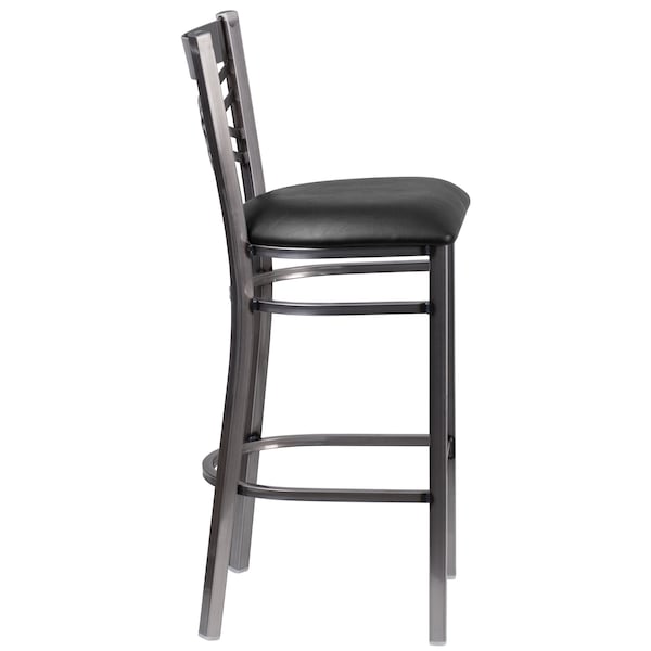 Flash Furniture Restaurant Barstool, Metal X Bck, Blk Vny - XU-6F8B-CLR-BAR-BLKV-GG