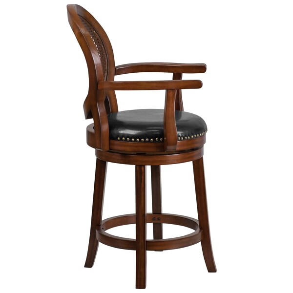 Flash Furniture Expresso Wood Stool w/Arms, 26" - TA-550426-E-CTR-GG