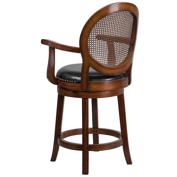 Flash Furniture Expresso Wood Stool w/Arms, 26" - TA-550426-E-CTR-GG
