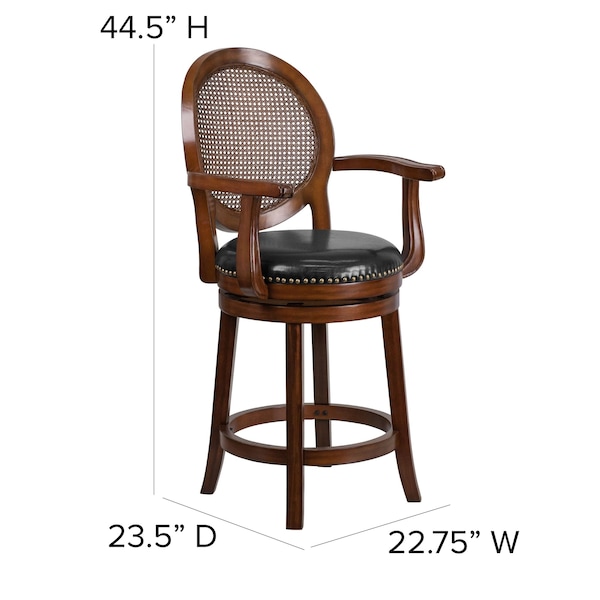 Flash Furniture Expresso Wood Stool w/Arms, 26" - TA-550426-E-CTR-GG