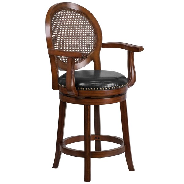 Flash Furniture Expresso Wood Stool w/Arms, 26" - TA-550426-E-CTR-GG