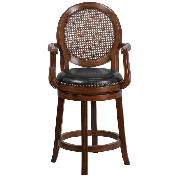 Flash Furniture Expresso Wood Stool w/Arms, 26" - TA-550426-E-CTR-GG