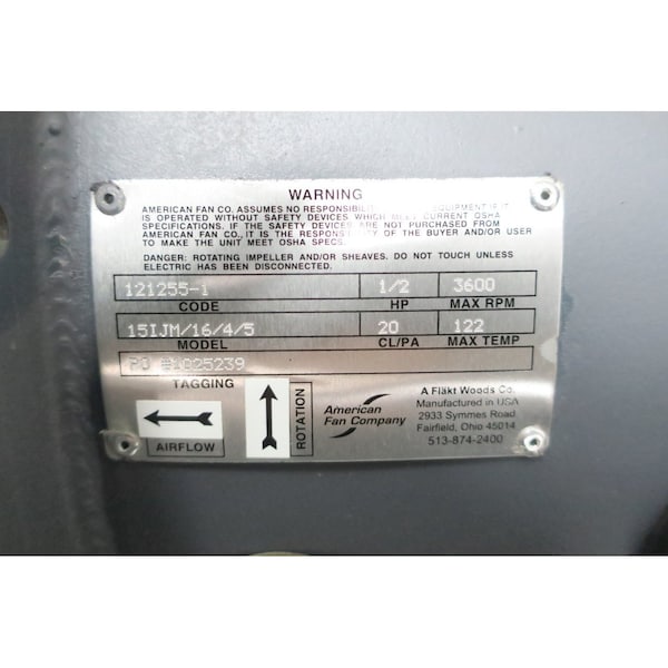 American Fan 1/2HP 3600RPM FAN - 15IJM/16/4/5