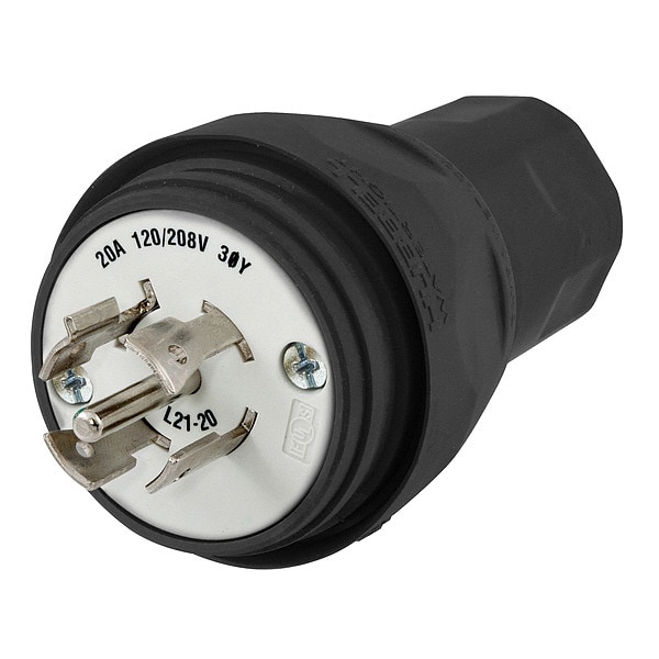 Hubbell 20A Watertight Locking Plug 4P 5W 120/208VAC - HBL26W81BK
