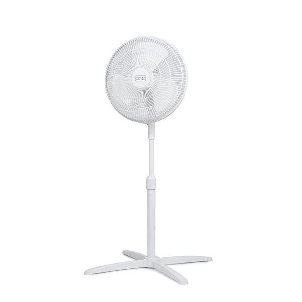 Black & Decker 16-Inch Pedestal Fan, Standing Fan with 3 Speed Settings, White - BFP16MXW