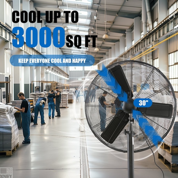 Iliving Adjustable-Height 30 in. 7261 CFM Industrial Pedestal Floor Fan - ILG8P30-72