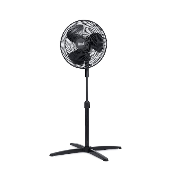 Black & Decker 16-Inch Pedestal Fan, Standing Fan with 3 Speed Settings, Black - BFP16MXB
