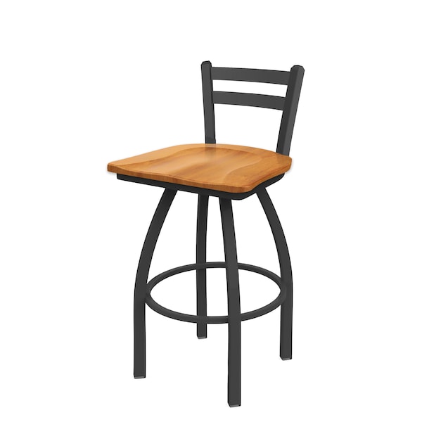 Holland Bar Stool Co 25" Low Back Swivel Counter Stool, Pewter Finish, Med Maple Seat - 41125PWMEDMPL