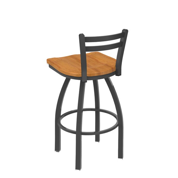 Holland Bar Stool Co 25" Low Back Swivel Counter Stool, Pewter Finish, Med Maple Seat - 41125PWMEDMPL