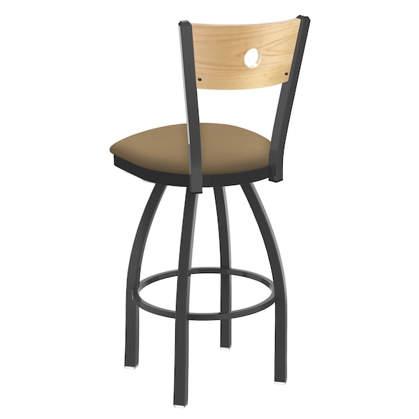 Holland Bar Stool Co 25" Swivel Counter Stool, Pewter Finish, Nat Back, Canter Sand Seat - 83025PWNATMPLB013
