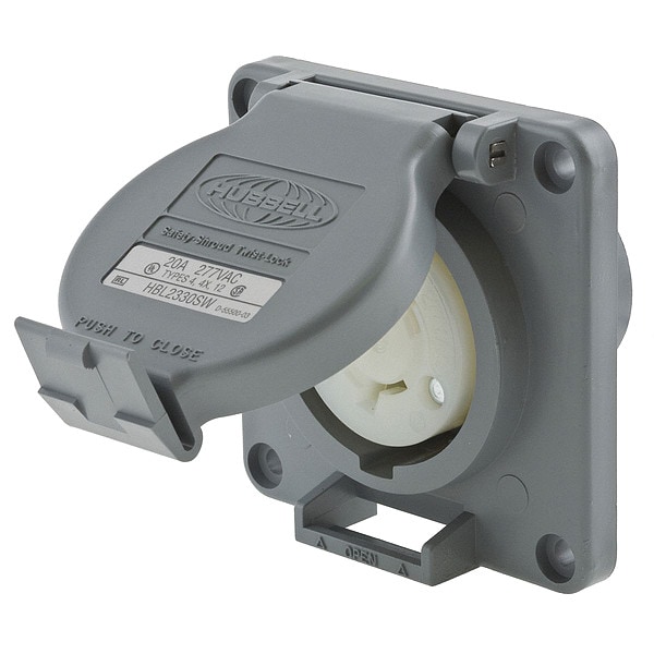 Hubbell 20A Watertight Locking Receptacle 2P 3W 277VAC - HBL2330SW