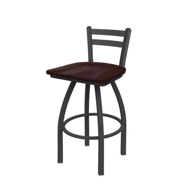 Holland Bar Stool Co 25" Low Back Swivel Counter Stool, Pewter Finish, Dark Cherry Maple Seat - 41125PWDCMPL